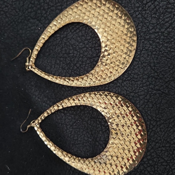 Bold Gold/Black Teardrop Earrings - Picture 4 of 5